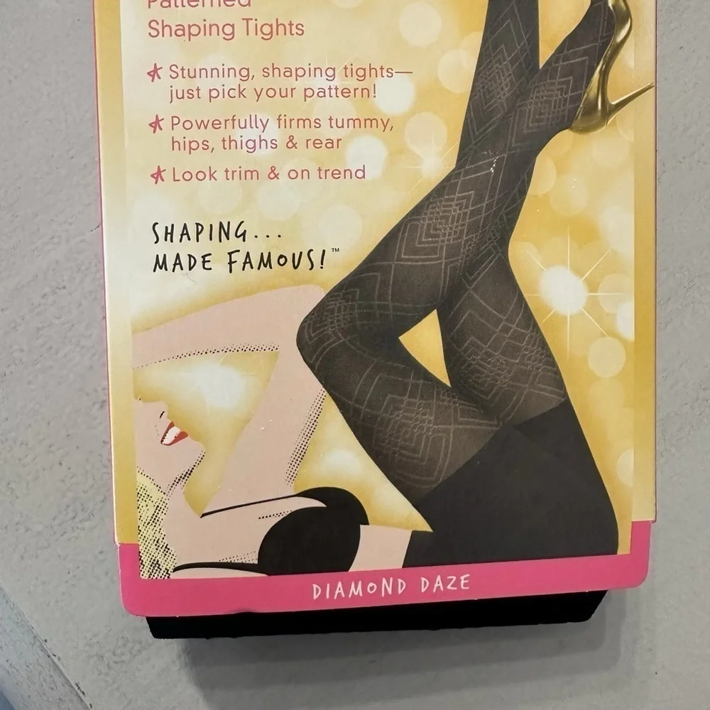 SPANX Star Power Women’s Black Tights Center Stage Diamond Daze Size E NWT
